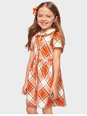 GYMBOREE Pumpkin Shirt Plaid Dress 8